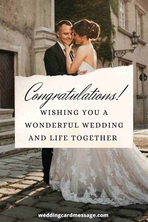 a bride and groom holding a sign that says congratulations wishing you a wonderful wedding and ...