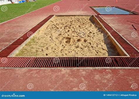 Sand Pit for Long Jump Sport and Lane in Stadium Stock Photo - Image of long, stadium: 149413712