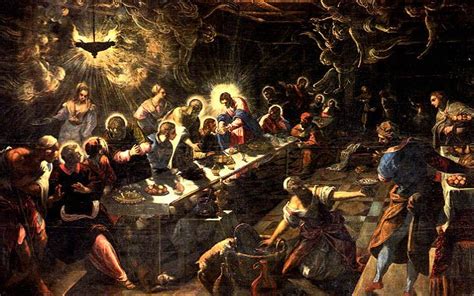 Tintoretto's Last Supper (c. 1592) couldn't be more unlike the controlled elegance of Leonardo's ...