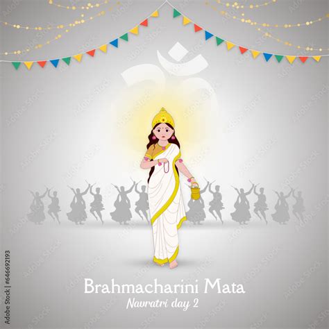 Navratri Goddess Day 2 Brahmacharini Mata God. Navratri festival. Stock Vector | Adobe Stock