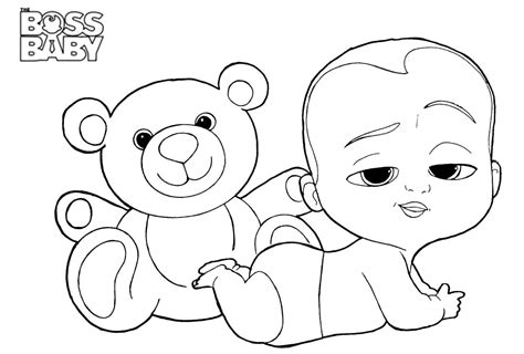 Boss Baby And Teddy Bear Färbung Seite - Kostenlose druckbare Malvorlagen für Kinder