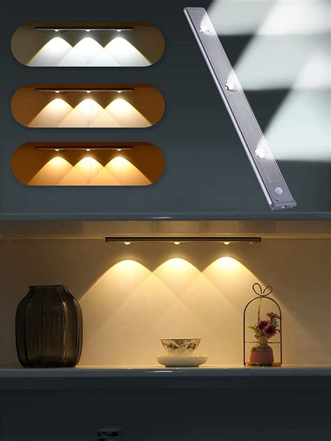 【2022 Newest】 3 Colors Dimmable Motion Sensor Under Cabinet Lights ...