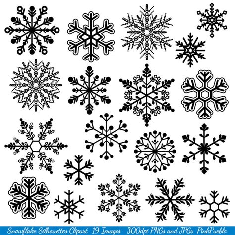 Snowflake Clipart Clip Art, Snowflake Silhouette Clip Art Clipart Commercial and Personal - Etsy