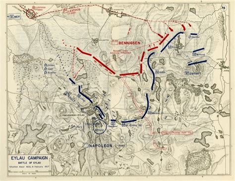 Image: Map of the Battle of Eylau - Situation about 1600, 8 February 1807