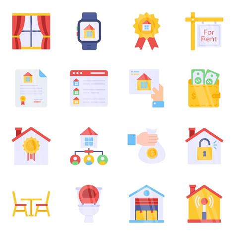 Pack of Buildings and Property Flat Icons 8158295 Vector Art at Vecteezy