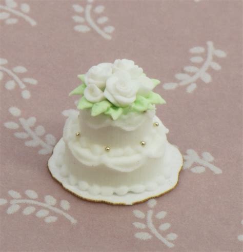 1:48 Scale 2 Tier White Wedding Cake | Stewart Dollhouse Creations