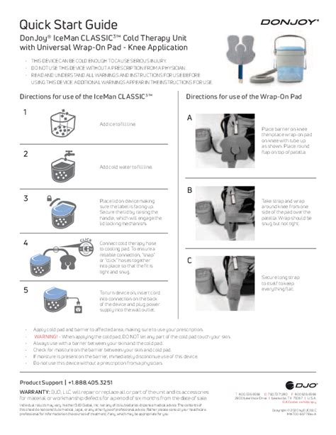 DonJoy IceMan Classic3 Quick Start Guide for Universal Knee Wrap-On Pad