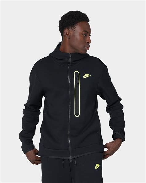 Nike Sportswear Tech Fleece Full-Zip Black/Volt | Culture Kings