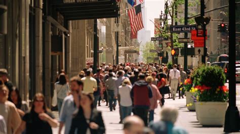 NEW YORK CITY - circa 2017: People walking in a crowded street of Manhattan. Stock Footage,# ...