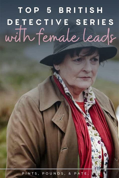 a woman wearing a hat and scarf with the words top 5 british detective series with female leads