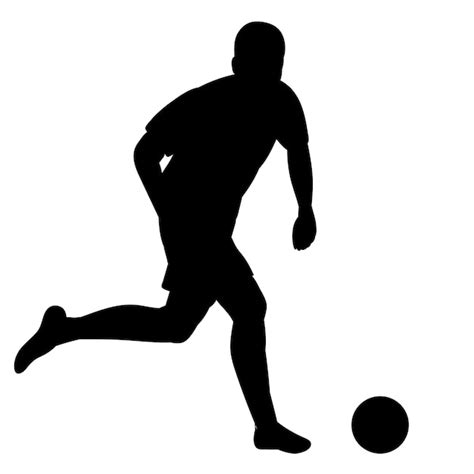 Premium Vector | Black silhouette of a soccer player running with the ball