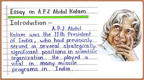 Essay on APJ Abdul Kalam in English | APJ Abdul Kalam par Nibandh | APJ ...