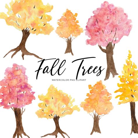 Watercolor Fall Tree Bundle Downloadable Printable PNG Fall - Etsy