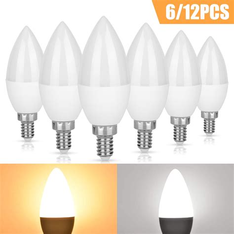 E12 LED Candelabra Light Bulbs 7W, Daylight White 5000K/ Warm White ...