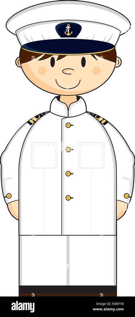 Cute Cartoon Navy Officer Vector Illustration Stock Vector Image & Art - Alamy