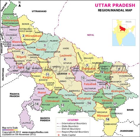 Uttar Pradesh Mandal Map, Uttar Pradesh Regions