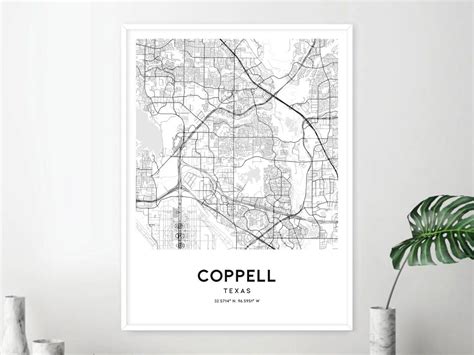 Coppell Map Print, Coppell Map Poster Wall Art, Tx City Map, Texas Print Street Map Decor, Road ...