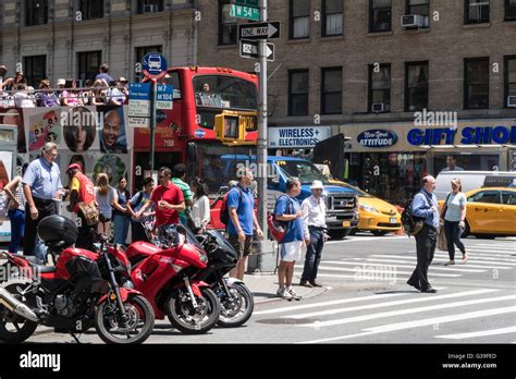 Double Decker Tour Bus at Intersection, NYC Stock Photo - Alamy