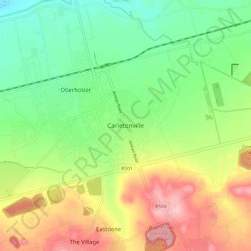 Carletonville topographic map, elevation, terrain