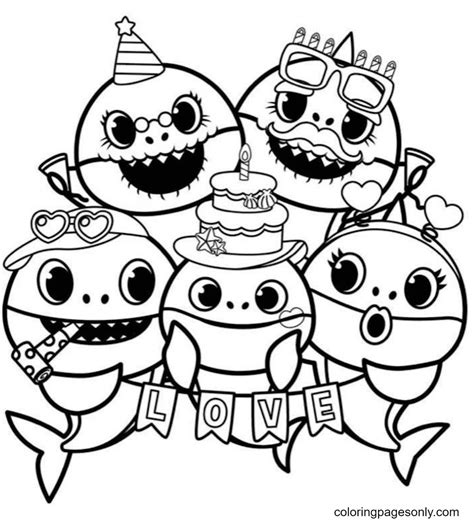 98 Baby Shark Family Coloring Pages Latest HD - Coloring Pages Printable