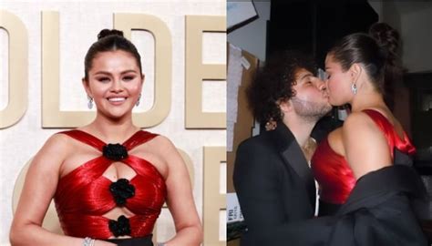 Selena Gomez shares kiss with Benny Blanco at Golden Globes backstage