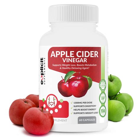 Apple Cider Vinegar Pills - 1300mg - 60 Capsules - eXplicitSupplements.com