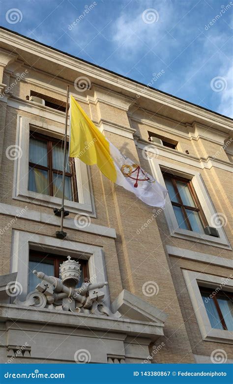 Flag of the Vatican Papal State with the Symbol of the Two Keys Stock ...