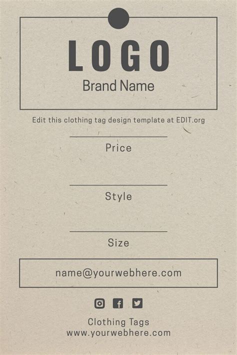 Free Editable Clothing Tag Templates