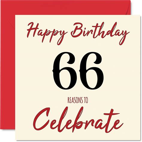 Amazon.com : Stuff4 Fun 66th Birthday Cards for Men Woman - Reasons To - Happy Birthday Card for ...