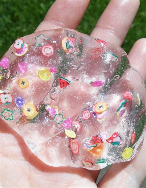 Clear Slime rainbow glitter slime fruit slice flowers fimo | Etsy