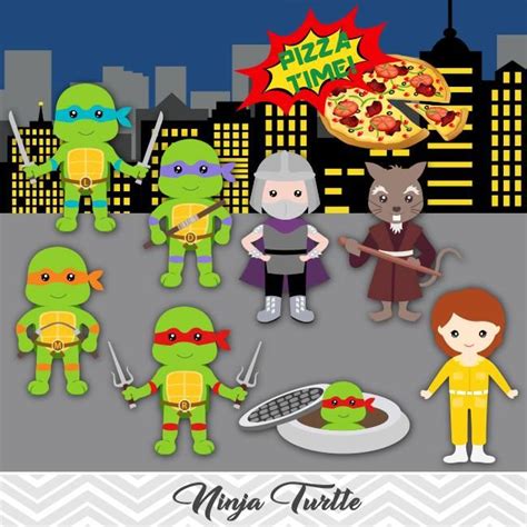 Ninja Turtle Clip Art, TMNT Clipart, Ninja Turtle Pizza Party Clipart ...