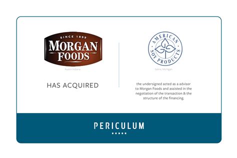 Periculum Advises Morgan Foods, Inc. in its Acquisition of American Soy Products, Inc ...