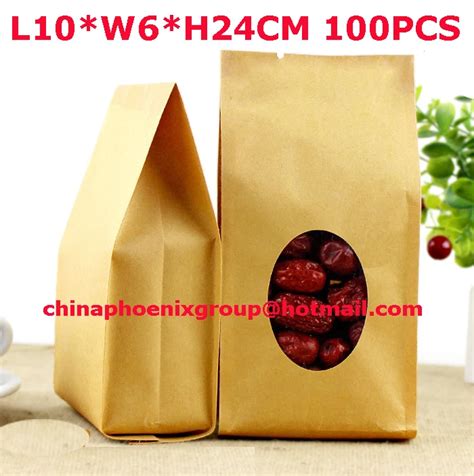 wholesale small food packaging brown paper bag with window, stand up ...