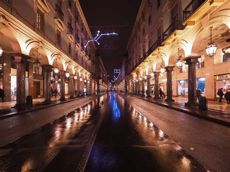 Via Roma street in Turin editorial stock image. Image of editorial ...