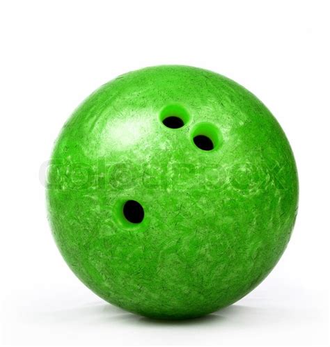 Green bowling ball isolated on white ... | Stock image | Colourbox