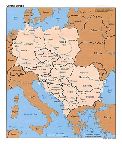 Political map of Central Europe - 1996 | Central Europe | Europe | Mapslex | World Maps