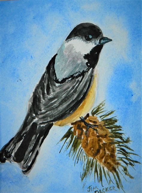 BLACK CAPPED CHICKADEE , Maine State Bird watercolor 8 x 10 by Jim ...