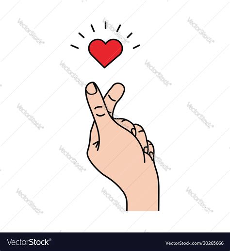 Cute sign mini heart hand Royalty Free Vector Image