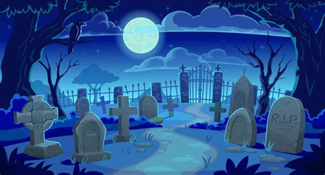 Cemetery landscape, graveyard and tombstones 10876711 Vector Art at Vecteezy