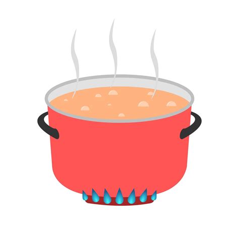 flat illustration of boiling soup in a red pot on isolated background 9100341 Vector Art at Vecteezy