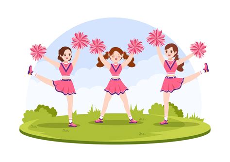 Cheerleader Girl with Pompoms of Dancing and Jumping to Support Team Sport During Competition on ...