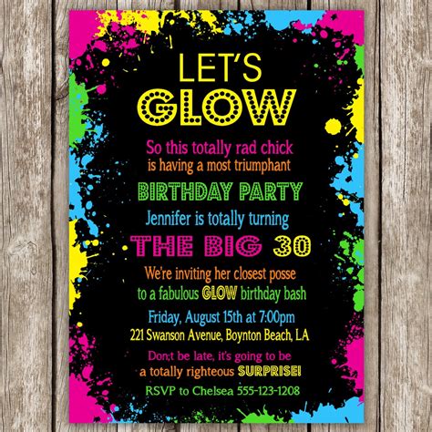 Glow Party Invitation 80s Birthday Party by LittleMsShutterbug