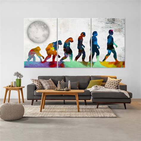 Human Evolution Canvas Art Large Wall Decor Colorful - Etsy