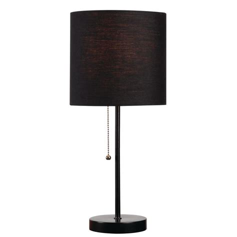 Kenroy Home Table Tom 19 in. Black Accent Lamp with Black Shade-32714BL-BLK - The Home Depot