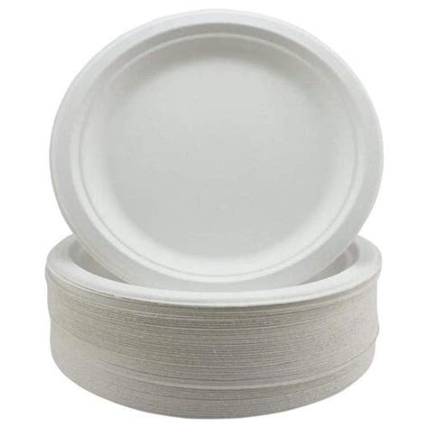 Silver 10 Inch Round Shape Biodegradable Sugarcane Bagasse Plates For Event, Parties at Best ...