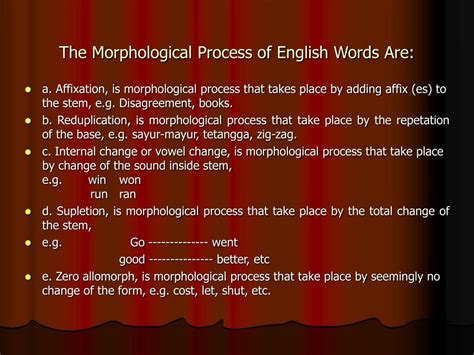 PPT - Morphological Process Is Defined As a Process by Which on Morpheme Is Combined With Other ...