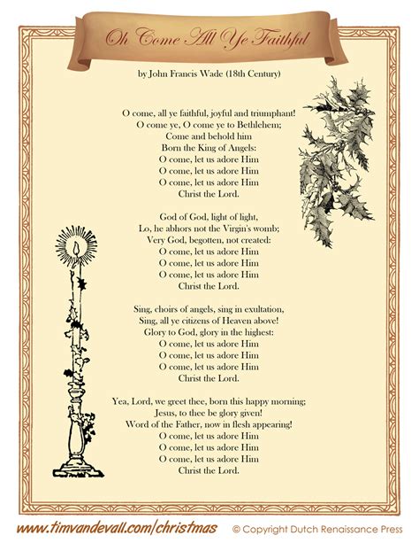 Oh Come All Ye Faithful Lyrics - Tim's Printables