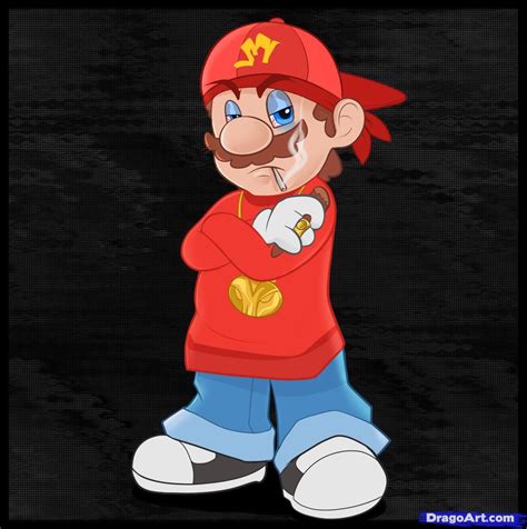 How to Draw Gangster Mario, Step by Step, Video Game Characters, Pop Culture, FREE Online ...