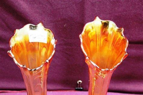 Pair of Carnival Glass Vases | XXXX Antique Complex