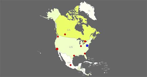 Interactive Map of North America [Clickable Countries/Cities]